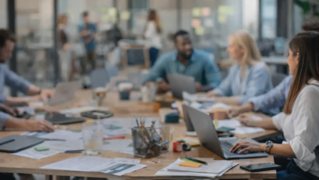 influencer marketing team in meeting