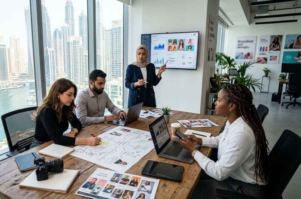 influencer marketing agency workers in office